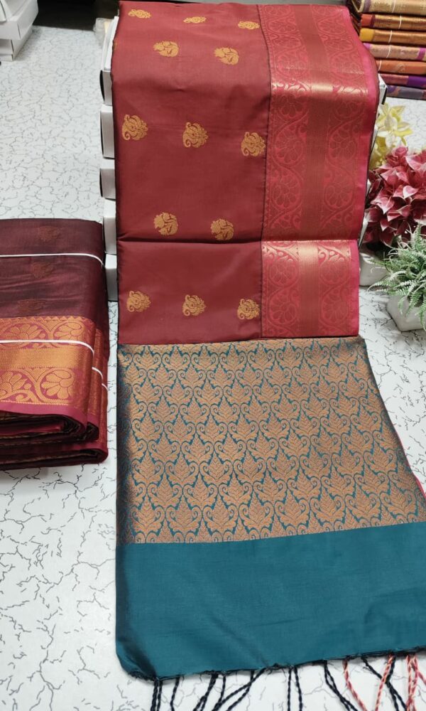 Kanchipuram Half and half Soft Silk Sarees