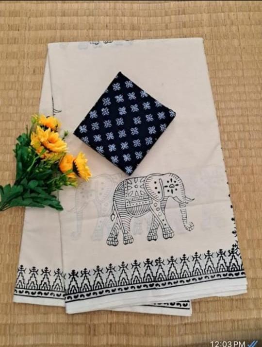 South cotton block-printed sarees