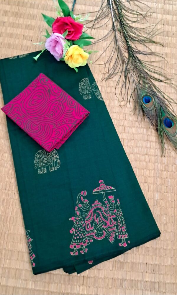 South cotton block-printed sarees
