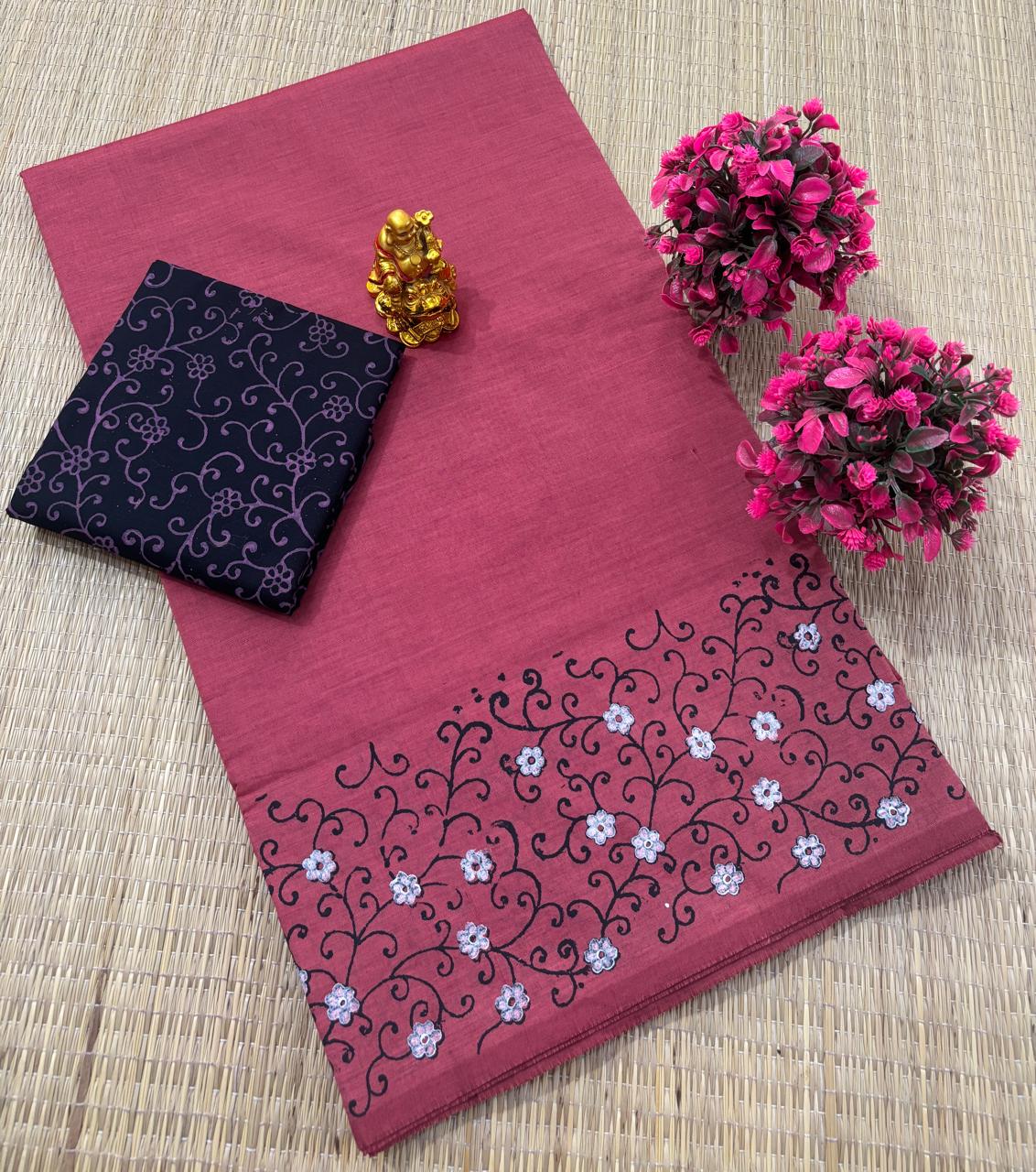 South cotton block-printed sarees