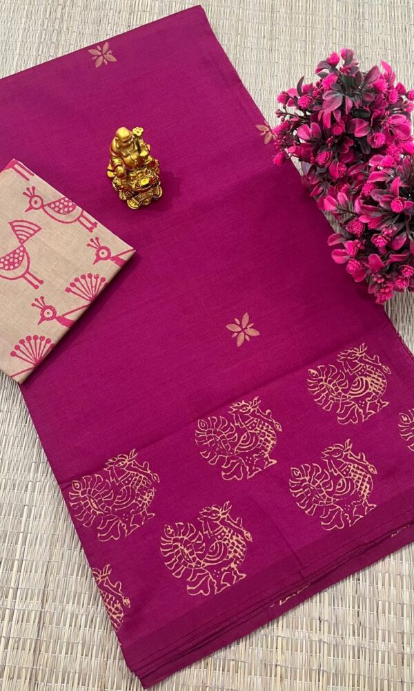 South cotton block-printed sarees