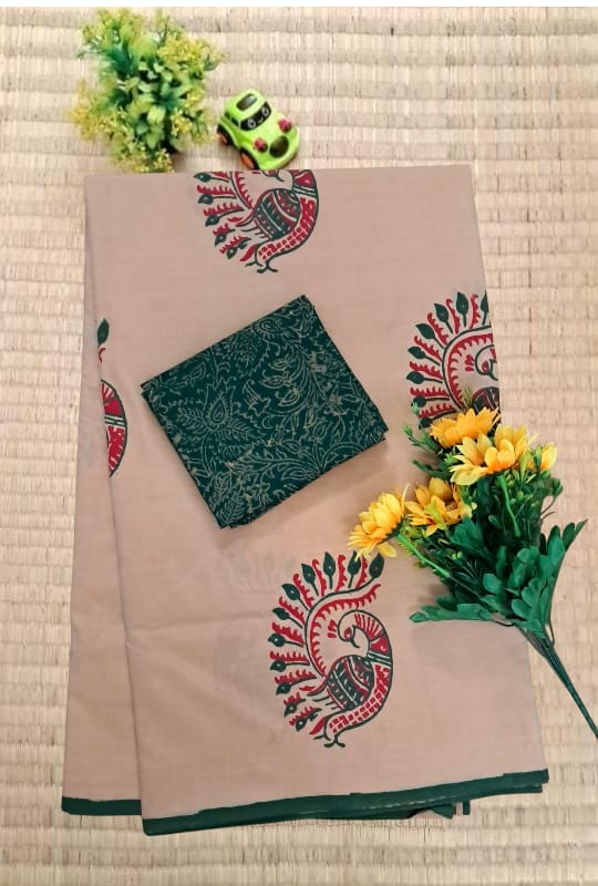 South cotton block-printed sarees