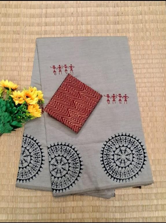 South cotton block-printed sarees
