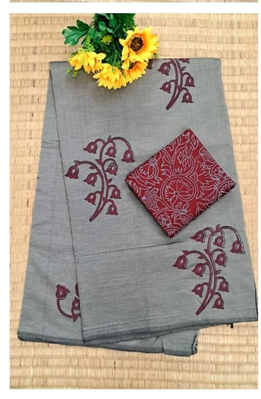 South cotton block-printed sarees