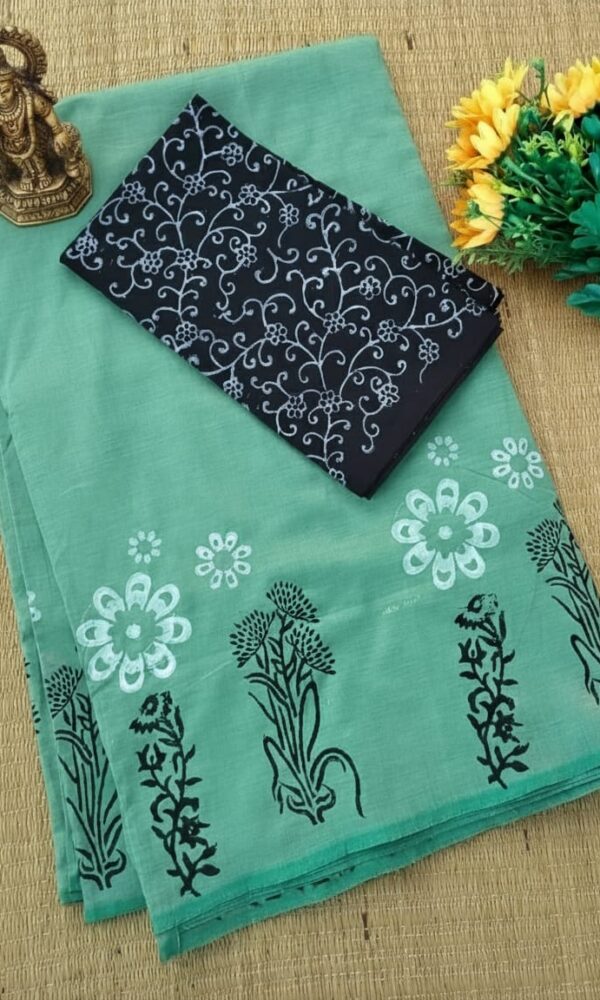 South cotton block-printed sarees