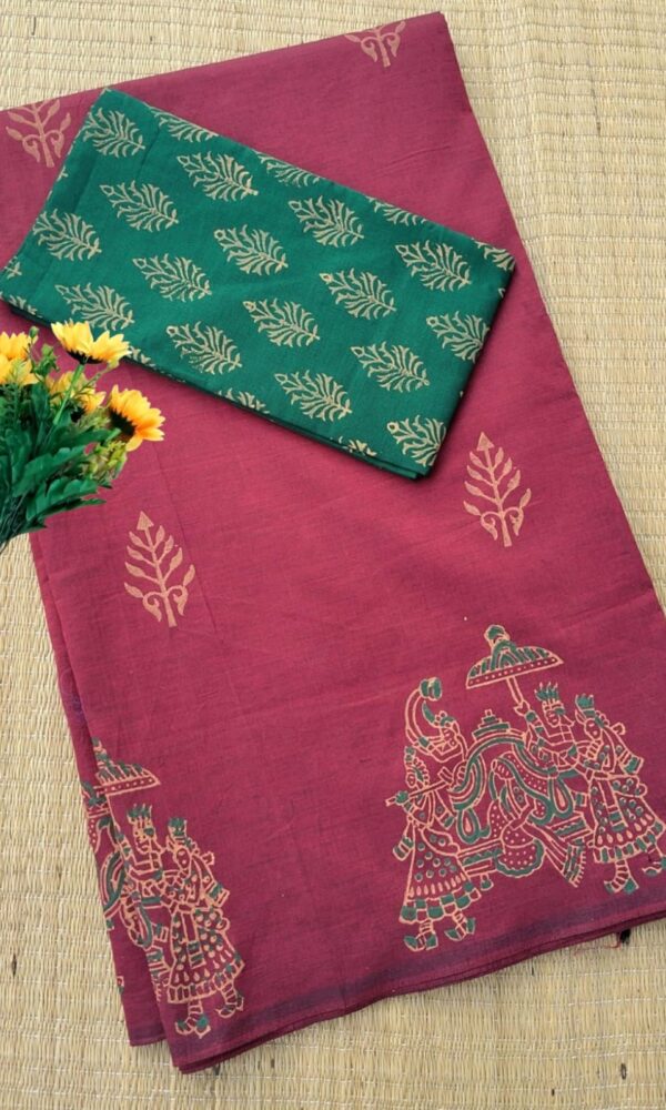 South cotton block-printed sarees