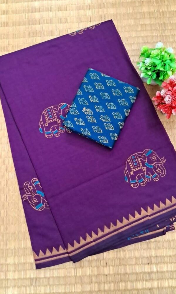 South cotton block-printed sarees