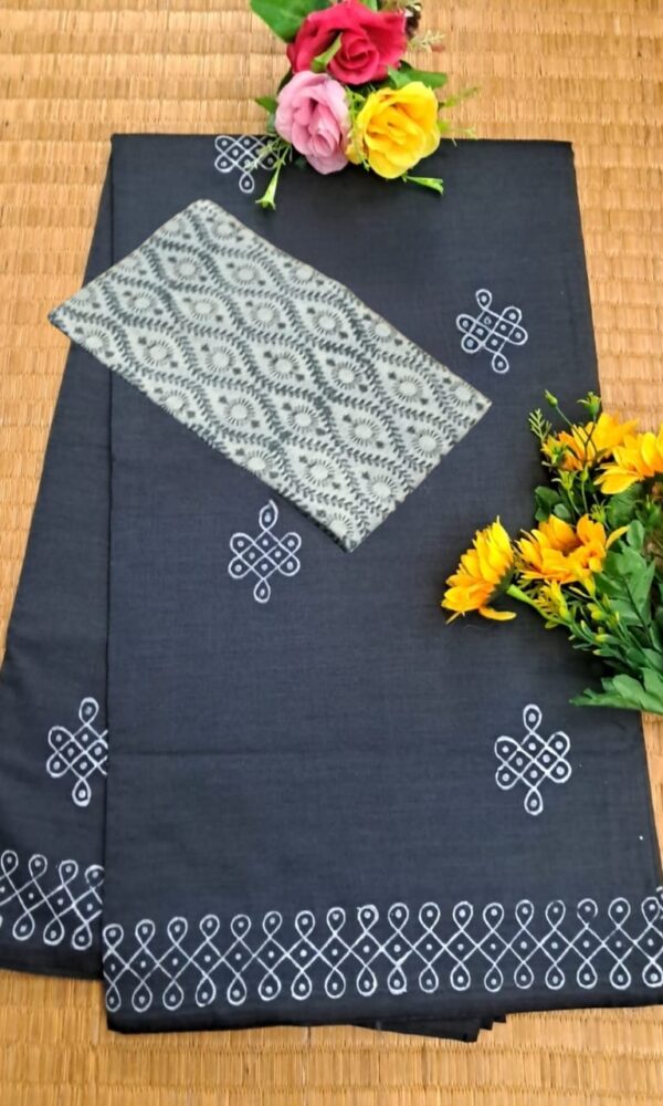 South cotton block-printed sarees