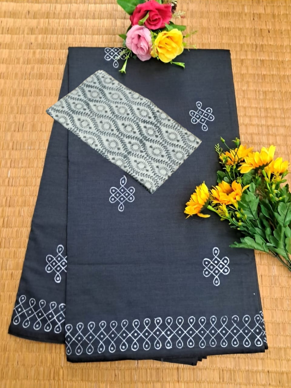 South cotton block-printed sarees